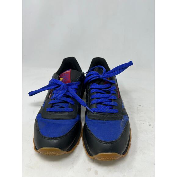 Size 9 Reebok Classics Lthr Blue Black - Picture 1 of 8